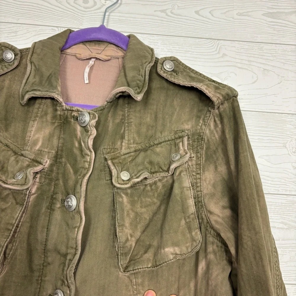 Free People Not Your Brother’s Military Style Jacket Size Small Olive Khaki Moss - Picture 6 of 16